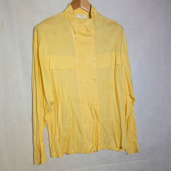1970s Vintage Jack Winter Sz 16 Double Button Yellow Blouse - Picture 5 of 5